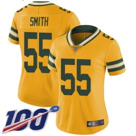 Nike Green Bay Packers #55 ZaDarius Smith Yellow Womens Stitched NFL Limited Rush 100th Season Jersey
