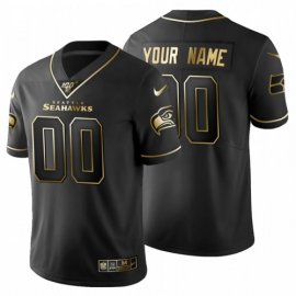 Seattle Seahawks Custom Mens Nike Black Golden Limited NFL 100 Jersey
