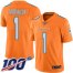 Nike Miami Dolphins #1 Tua Tagovailoa Orange Mens Stitched NFL Limited Rush 100th Season Jersey
