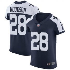 Nike Dallas Cowboys #28 Darren Woodson Navy Blue Thanksgiving Mens Stitched NFL Vapor Untouchable Throwback Elite Jersey