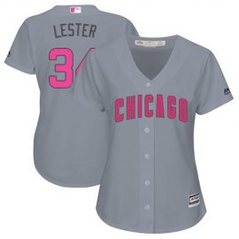 Chicago Cubs #34 Jon Lester Grey Mothers Day Cool Base Womens Stitched MLB Jersey