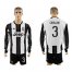 Juventus #3 Chiellini Home Long Sleeves Soccer Club Jersey