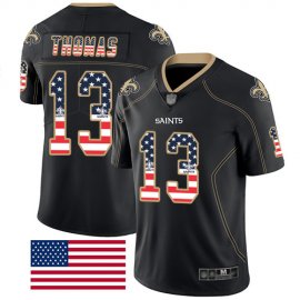 Nike New Orleans Saints #13 Michael Thomas Black Mens Stitched NFL Limited Rush USA Flag Jersey