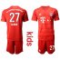 Bayern Munchen #27 Alaba Home Kid Soccer Club Jersey