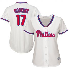 Philadelphia Phillies #17 Rhys Hoskins Cream Alternate Womens Stitched MLB Jersey