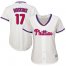 Philadelphia Phillies #17 Rhys Hoskins Cream Alternate Womens Stitched MLB Jersey