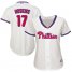 Philadelphia Phillies #17 Rhys Hoskins Cream Alternate Womens Stitched MLB Jersey