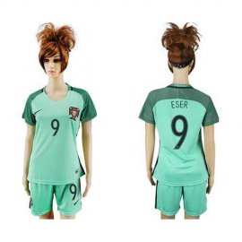 Womens Portugal #9 Eser Away Soccer Country Jersey