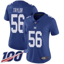 Nike New York Giants #56 Lawrence Taylor Royal Blue Team Color Womens Stitched NFL 100th Season Vapor Limited Jersey
