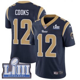 Nike Los Angeles Rams #12 Brandin Cooks Navy Blue Team Color Super Bowl LIII Bound Youth Stitched NFL Vapor Untouchable Limited Jersey