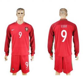 Portugal #9 Eser Home Long Sleeves Soccer Country Jersey