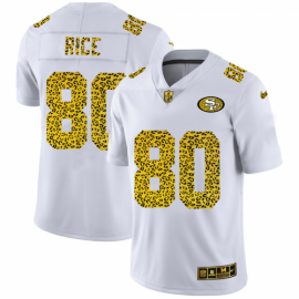 San Francisco 49ers #80 Jerry Rice Mens Nike Flocked Leopard Print Vapor Limited NFL Jersey White
