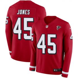 Nike Atlanta Falcons #45 Deion Jones Red Team Color Mens Stitched NFL Limited Therma Long Sleeve Jersey