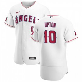 Los Angeles Angels #10 Justin Upton Mens Nike White Home 2020 Authentic Player MLB Jersey