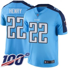 Nike Tennessee Titans #22 Derrick Henry Light Blue Mens Stitched NFL Limited Rush 100th Season Jersey