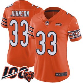Nike Chicago Bears #33 Jaylon Johnson Orange Womens Stitched NFL Limited Rush 100th Season Jersey