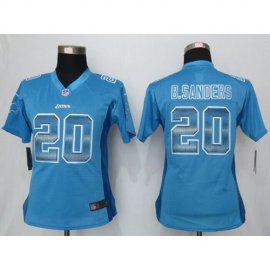 Nike Detroit Lions #20 Barry Sanders Light Blue Team Color Womens Stitched NFL Elite Strobe Jersey