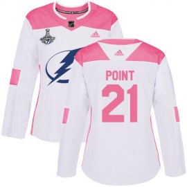 Adidas Tampa Bay Lightning #21 Brayden Point White/Pink Authentic Fashion Womens 2020 Stanley Cup Champions Stitched NHL Jersey