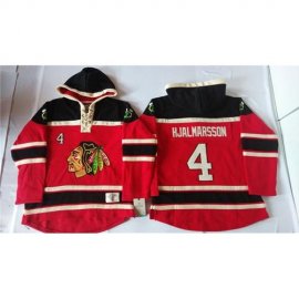 Chicago Blackhawks #4 Niklas Hjalmarsson Red Sawyer Hooded Sweatshirt Stitched NHL Jersey