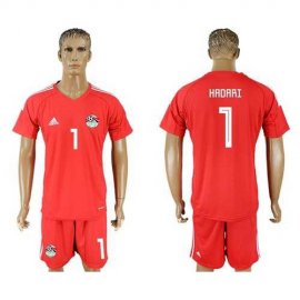 Egypt #1 Hadari Red Goalkeeper Soccer Country Jersey