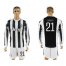 Juventus #21 Dybala Home Long Sleeves Soccer Club Jersey