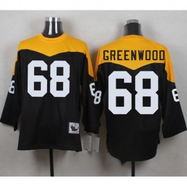 Mitchell And Ness 1967 Pittsburgh Steelers #68 L.C. Greenwood Black/Yelllow Throwback Mens Stitched NFL Jersey