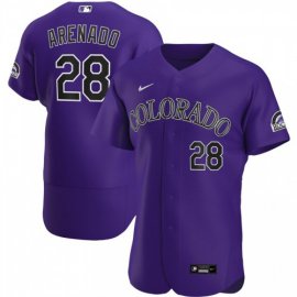 Colorado Rockies #28 Nolan Arenado Mens Nike Purple Alternate 2020 Authentic Player MLB Jersey