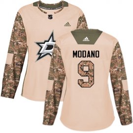 Adidas Dallas Stars #9 Mike Modano Camo Authentic 2017 Veterans Day Womens Stitched NHL Jersey