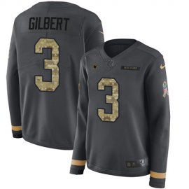 Nike Dallas Cowboys #3 Garrett Gilbert Anthracite Salute to Service Womens Stitched NFL Limited Therma Long Sleeve Jersey