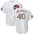 Chicago Cubs #40 Willson Contreras White(Blue Strip) 2017 Gold Program Cool Base Stitched Youth MLB Jersey