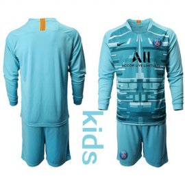 Paris Saint Germain Blank Light Blue Goalkeeper Long Sleeves Kid Soccer Club Jersey
