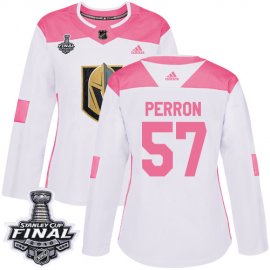Adidas Vegas Golden Knights #57 David Perron White/Pink Authentic Fashion 2018 Stanley Cup Final Womens Stitched NHL Jersey