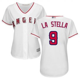 Los Angeles Angels #9 Tommy La Stella White Home Womens Stitched MLB Jersey