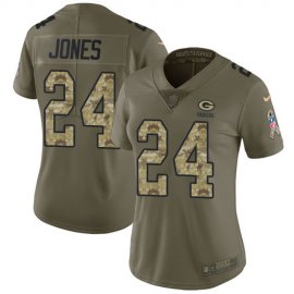 Nike Green Bay Packers #24 Josh Jones Olive/Camo Womens Stitched NFL Limited 2017 Salute to Service Jersey