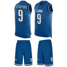 Nike Detroit Lions #9 Matthew Stafford Blue Team Color Mens Stitched NFL Limited Tank Top Suit Jersey
