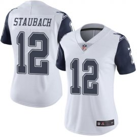 Nike Dallas Cowboys #12 Roger Staubach White Womens Stitched NFL Limited Rush Jersey