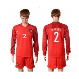 Portugal #2 B.Alves Home Long Sleeves Soccer Country Jersey