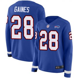 Nike Buffalo Bills #28 E.J. Gaines Royal Blue Team Color Womens Stitched NFL Limited Therma Long Sleeve Jersey