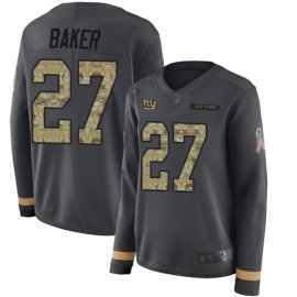 Nike New York Giants #27 Deandre Baker Anthracite Salute to Service Womens Stitched NFL Limited Therma Long Sleeve Jersey