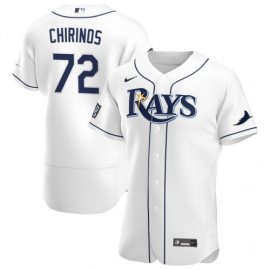 Tampa Bay Rays #72 Yonny Chirinos Mens Nike White Home 2020 World Series Bound Authentic Player MLB Jersey