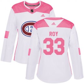 Adidas Montreal Canadiens #33 Patrick Roy White/Pink Authentic Fashion Womens Stitched NHL Jersey