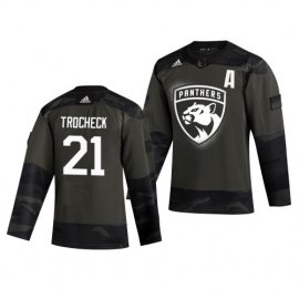 Florida Panthers #21 Vincent Trocheck Adidas 2019 Veterans Day Mens Authentic Practice NHL Jersey Camo