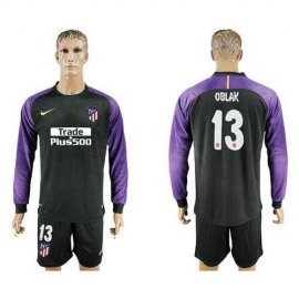 Atletico Madrid #13 Oblak Black Goalkeeper Long Sleeves Soccer Club Jersey