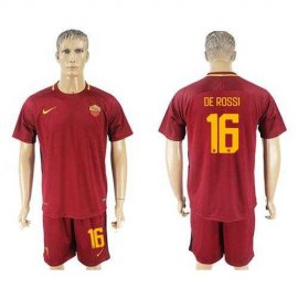 Roma #16 De Rossi Red Home Soccer Club Jersey