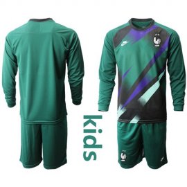 France Blank Green Goalkeeper Long Sleeves Kid Soccer Country Jersey