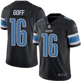 Detroit Lions #16 Jared Goff Black Mens Stitched NFL Limited Rush Jersey