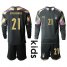Italy #21 Donnarumma Black Goalkeeper Long Sleeves Kid Soccer Country Jersey