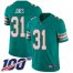 Nike Miami Dolphins #31 Byron Jones Aqua Green Alternate Mens Stitched NFL 100th Season Vapor Untouchable Limited Jersey