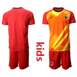 France Blank Red Goalkeeper Kid Soccer Country Jersey