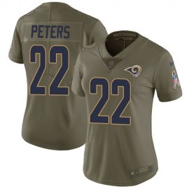 Nike Los Angeles Rams #22 Marcus Peters Olive Womens Stitched NFL Limited 2017 Salute to Service Jersey